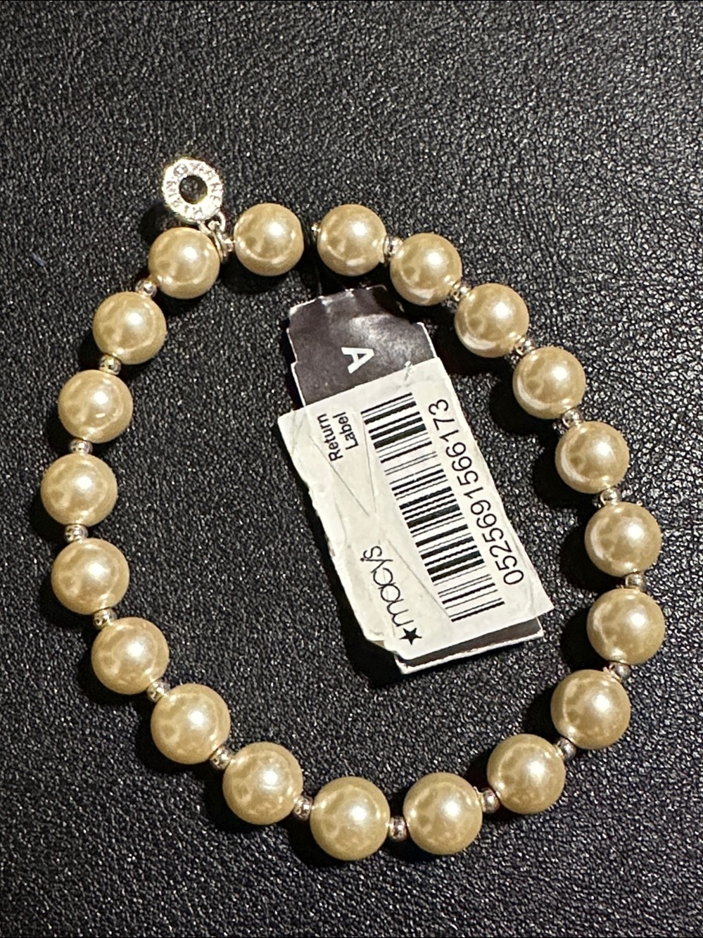 Anne Klein Cream Color Faux Pearl Stretch Bracelet